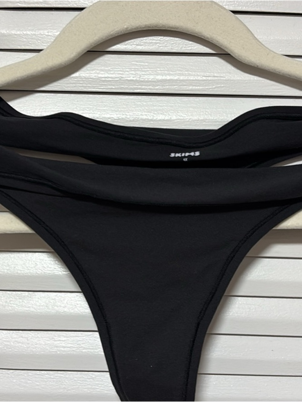 SKIMS Black High-Cut Thong Panty- Onyx
